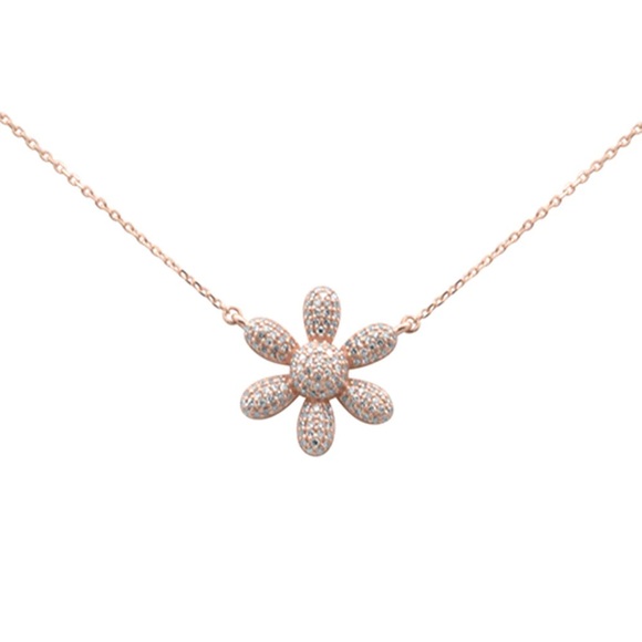 Dazzling Floral Pendant Necklace in Rose Gold